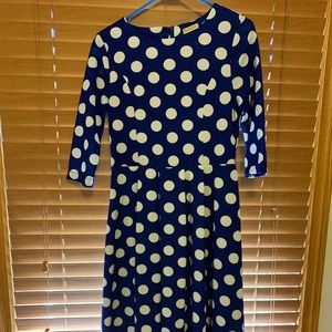 Nuggles navy and white polka dot dress